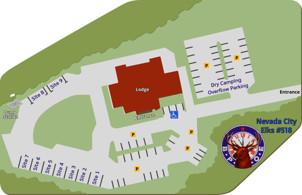 Map os the Nevada City Elks RV Campground